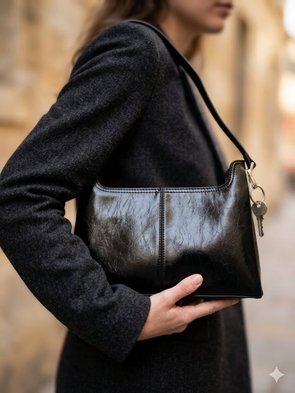 VTG Liz Claiborne "Black leatherette shoulder bag"